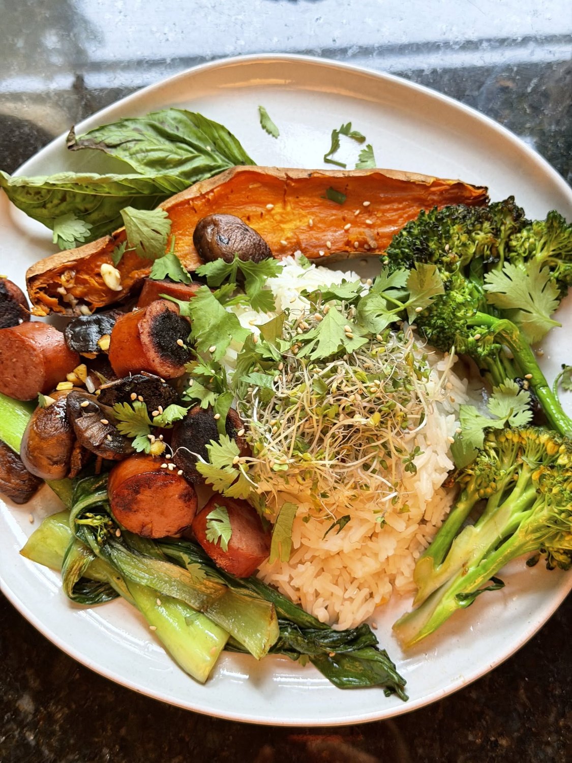 Vegetables at the center, prepared by Angela Bonetti